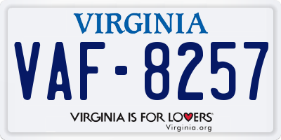 VA license plate VAF8257