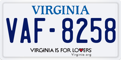 VA license plate VAF8258