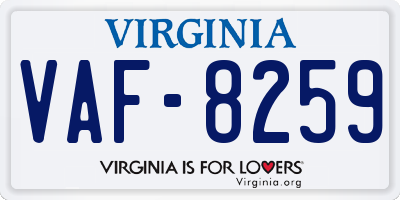 VA license plate VAF8259