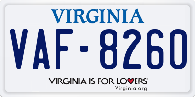 VA license plate VAF8260