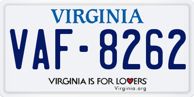 VA license plate VAF8262