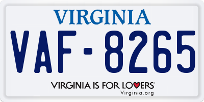 VA license plate VAF8265