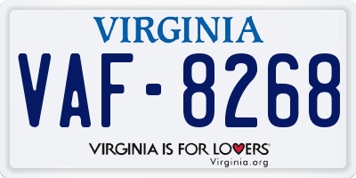 VA license plate VAF8268