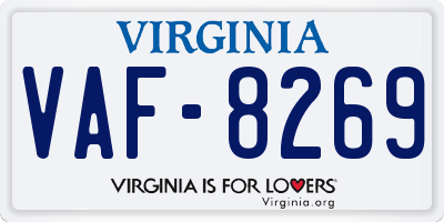 VA license plate VAF8269
