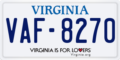 VA license plate VAF8270