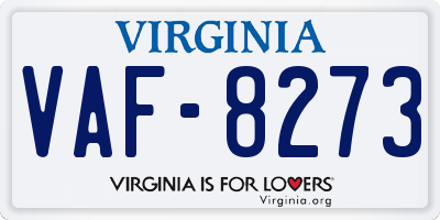 VA license plate VAF8273