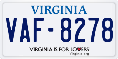 VA license plate VAF8278