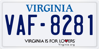 VA license plate VAF8281