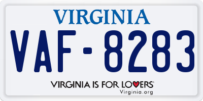 VA license plate VAF8283