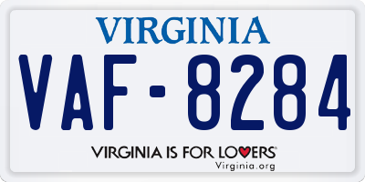 VA license plate VAF8284