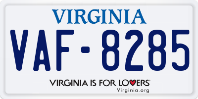 VA license plate VAF8285