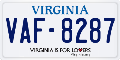 VA license plate VAF8287