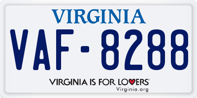 VA license plate VAF8288