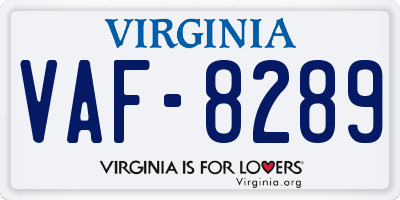 VA license plate VAF8289