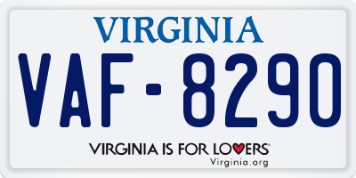 VA license plate VAF8290