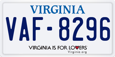 VA license plate VAF8296