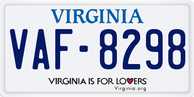VA license plate VAF8298