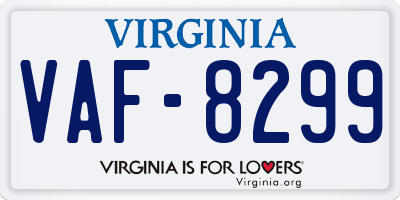VA license plate VAF8299