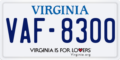 VA license plate VAF8300