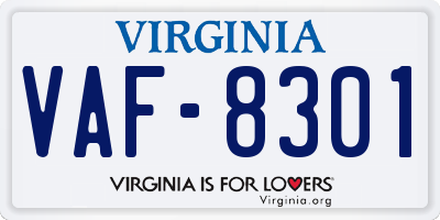 VA license plate VAF8301