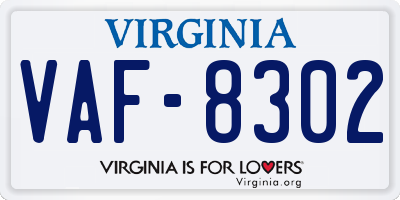 VA license plate VAF8302