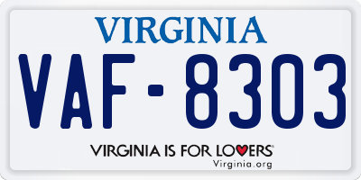 VA license plate VAF8303