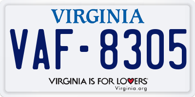 VA license plate VAF8305