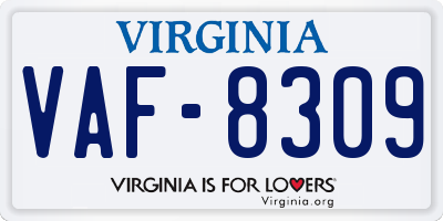 VA license plate VAF8309