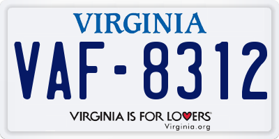 VA license plate VAF8312