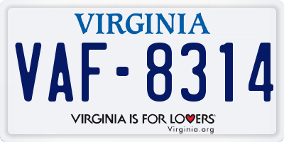 VA license plate VAF8314