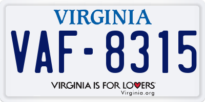 VA license plate VAF8315
