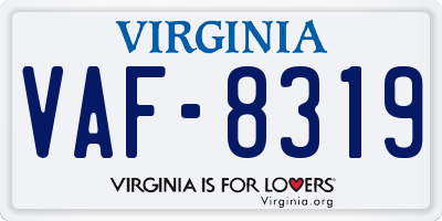 VA license plate VAF8319