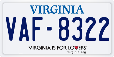 VA license plate VAF8322