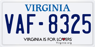 VA license plate VAF8325
