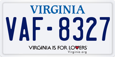 VA license plate VAF8327