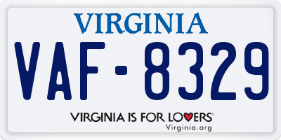 VA license plate VAF8329