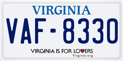 VA license plate VAF8330