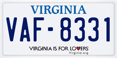 VA license plate VAF8331