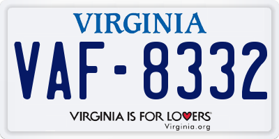 VA license plate VAF8332