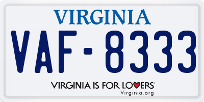 VA license plate VAF8333