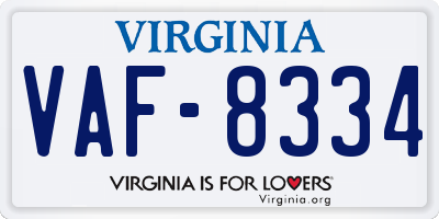 VA license plate VAF8334