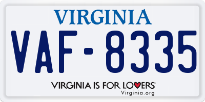VA license plate VAF8335