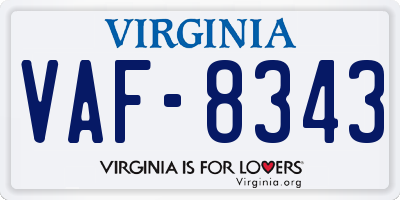 VA license plate VAF8343