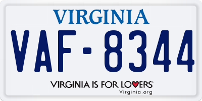 VA license plate VAF8344