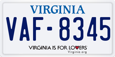 VA license plate VAF8345