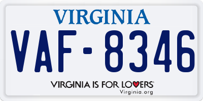 VA license plate VAF8346