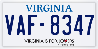 VA license plate VAF8347