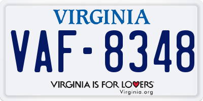 VA license plate VAF8348