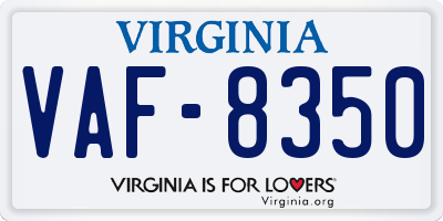 VA license plate VAF8350