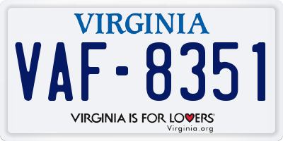 VA license plate VAF8351